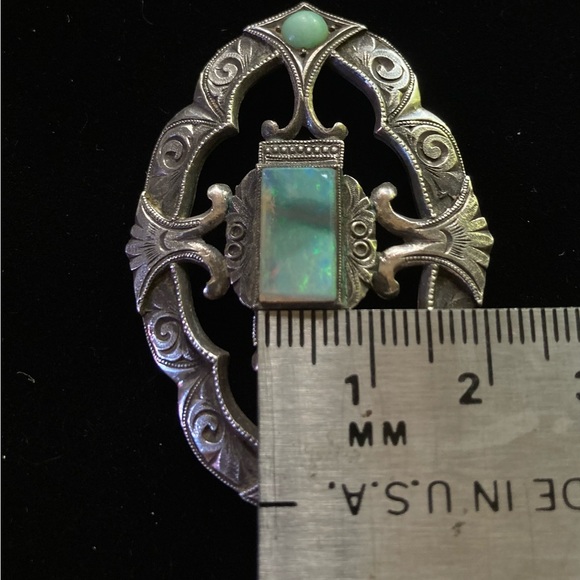 Antique silver and boulder opal pendant - Picture 6 of 14